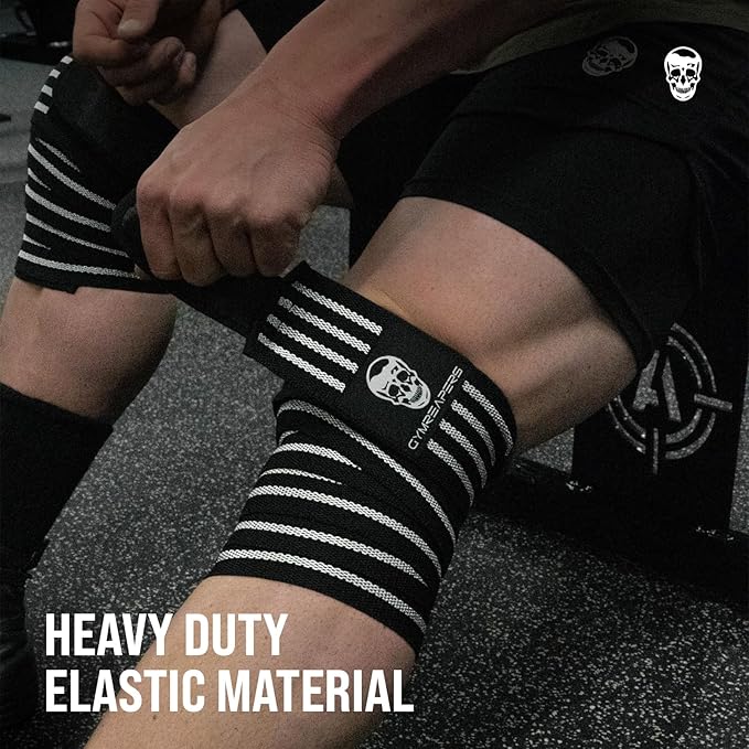 Gymreapers Knee Wraps for Squats and Powerlifting 72 Inch Compression Wraps with Strap for Men & Women Weightlifting Support