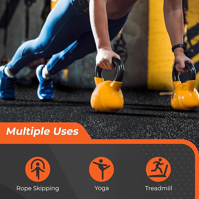 SUPERJARE 0.4 Inch Gym Flooring for Home Gym 24 Tiles 24"" x 24"" Workout (96 sqft),