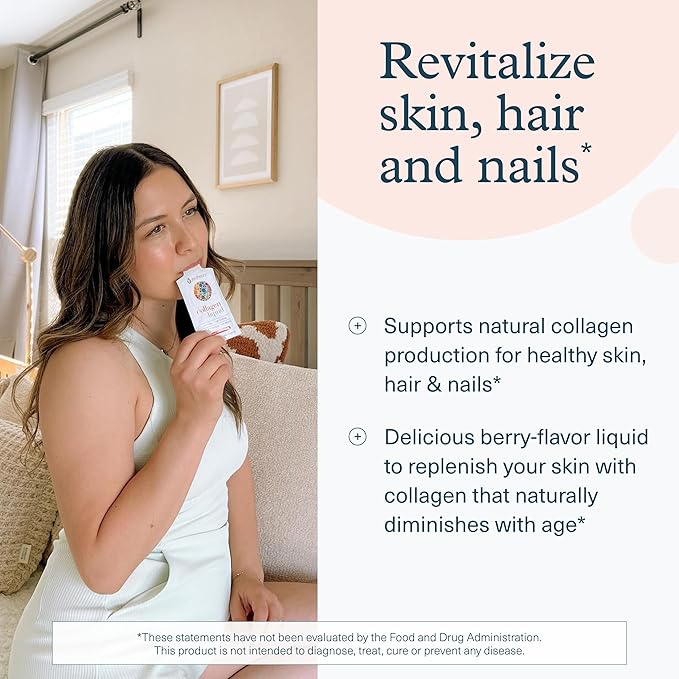Youtheory Collagen Liquid - 5,000 mg Hydrolyzed Collagen - for Hair, Skin & Nails* - Sugar, Dairy & Soy Free - Berry Flavor - 12 Single Serving Packets
