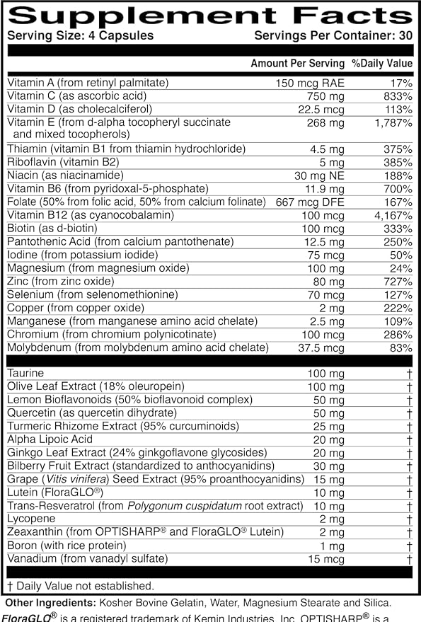MacularProtect Complete All-in-One AREDS 2 Vitamin & Mineral Supplement and Whole Body Multinutrient - 30+ Key Nutrients Protects Macular and Whole Body Health -120 Capsules