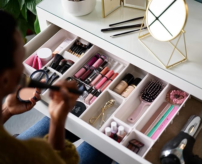 Joseph Joseph Viva - Modular 12-piece Makeup Beauty Drawer Organiser Set, Storage Boxes dividers for makeup, beauty grooming items, cosmetics, hair accessories
