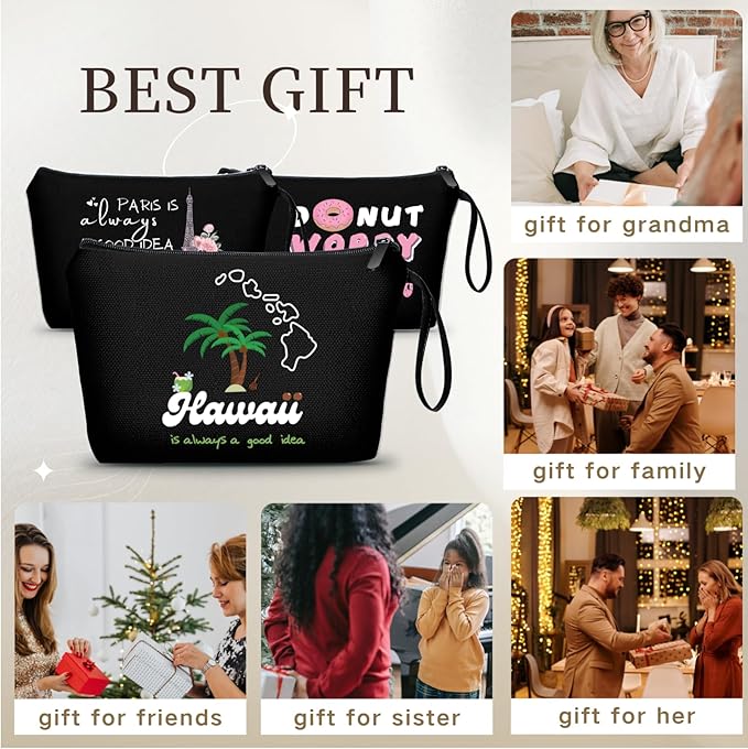 Hawaii Makeup Bag - Travel & Gift Set, Small Cosmetic Bag for Women, Perfect for Mom, Daughter, Sister, Friend or Coworker