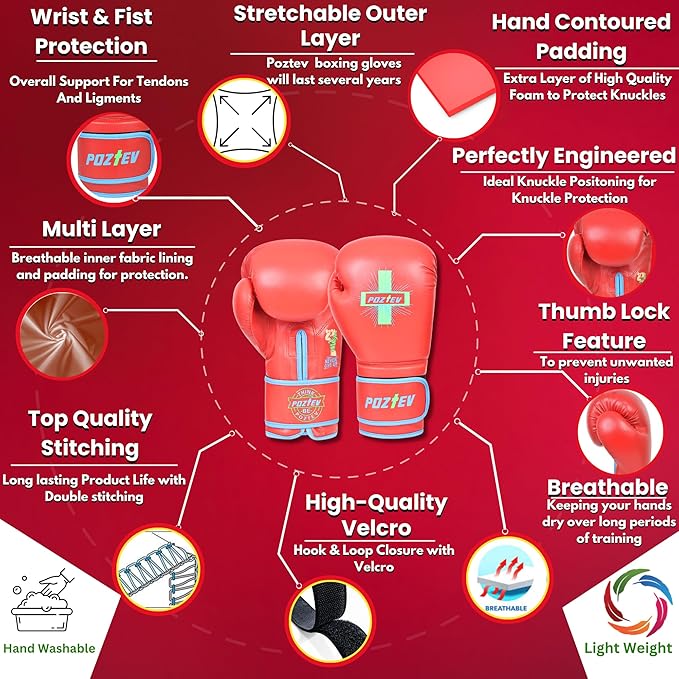 Boxing Gloves for Men & Women Professional Workout Gloves for Sparring, Heavy Bag Training - Muay Thai Focus Mitts Punching Bag Ideal for MMA & Kickboxing Gloves