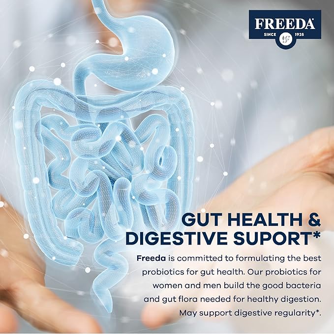 FREEDA Acidophilus Probiotic 1 Billion CFU - Lactobacillus Acidophilus Probiotics for Women & Men - Women's Probiotics for Digestive Health - Gut Health Supplements for Women & Men (250 Capsules)