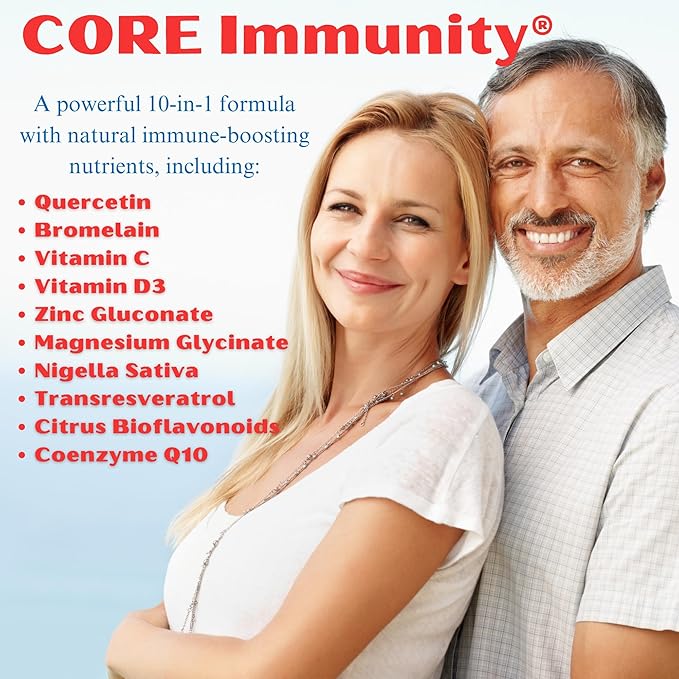 CORE Immunity - Immune Health Supplement - Daily Immune Booster & Multivitamin - Quercetin & Bromelain - Antioxidant & Free Radical Protection - 120 ct.