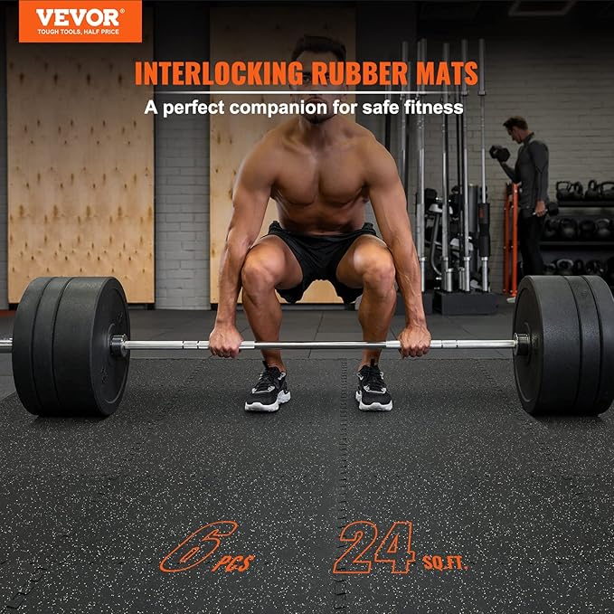 VEVOR 0.56Inch Thick Gym Floor Mats 25/12/6 Tiles