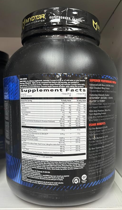 GNC AMP Wheybolic Alpha Whey Protein Powder with MyoTOR | Targeted Muscle Building and Workout Support Formula with BCAA | 40g Protein | Cookies and Cream | 22 Servings