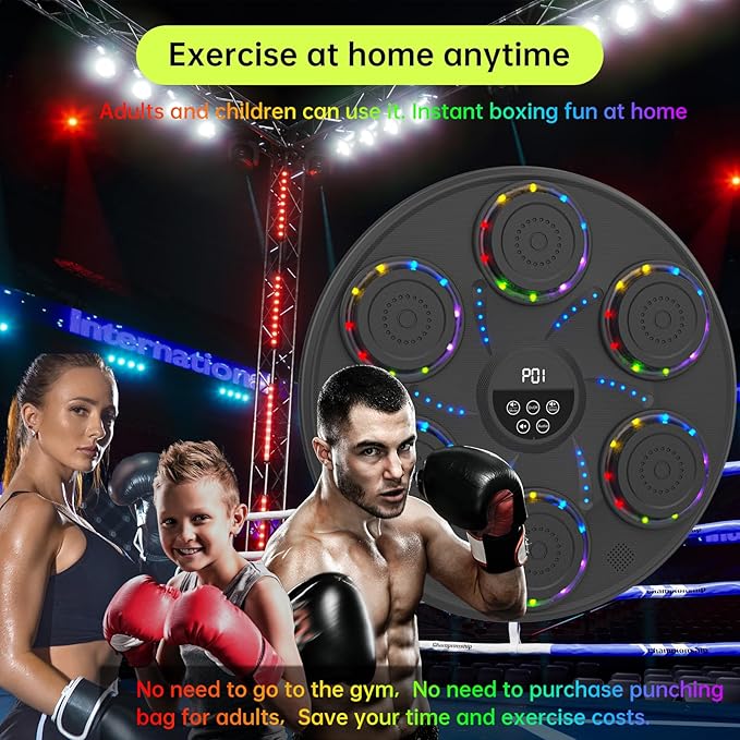 Music Boxing Machine Smart Bluetooth Boxing Equipment for Adults and Kids Home Gym Workout Exercise(2 Pairs of Gloves)