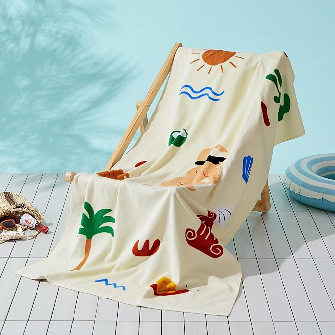 Bedsure U Series 100% Cotton Beach Towel 35"x70"
