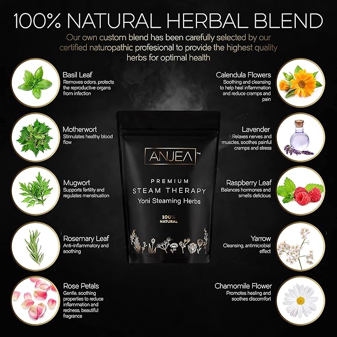 Yoni Steaming Herbs 2 oz (2-4 steams), Vsteam Herbs for Cleansing and Tightening Detox, Natural V Steam Herbs for V Steam Seat Kit, Herbal Sitz Bath Soak, Filter Bags Included