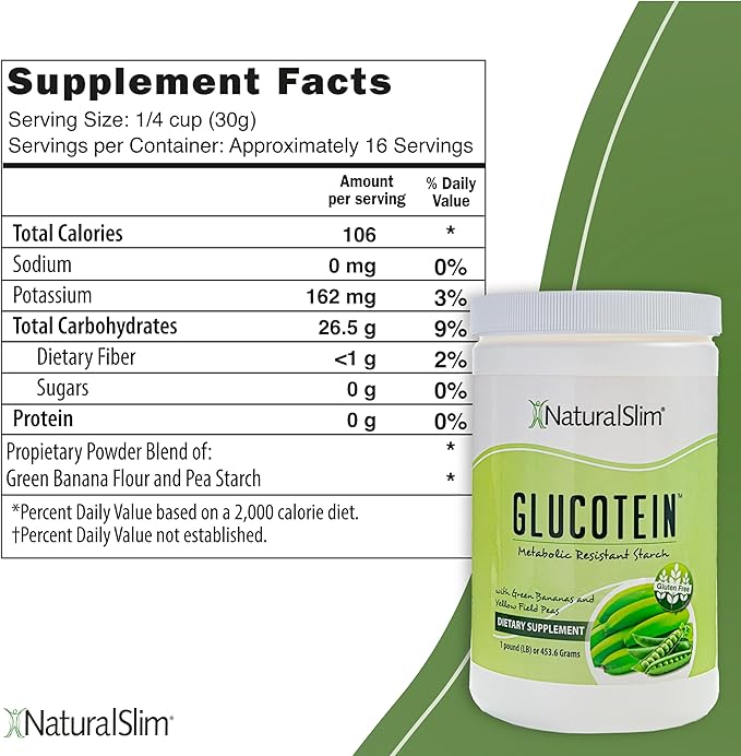 NaturalSlim Resistant Starch with Organic Green Banana Flour and Pea Starch Blend - Non-GMO & Gluten Free - Metabolism & Gut Health Support - 16 Servings