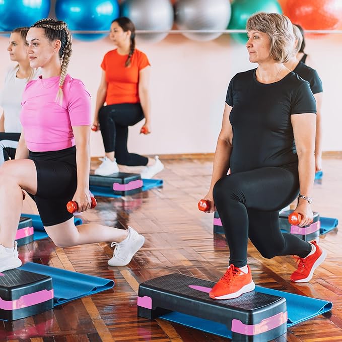 HolaHatha Compact Portable Aerobic Step Platform Exercise Fitness Equipment, Cardio Stepper with Adjustable Height for Home Gym