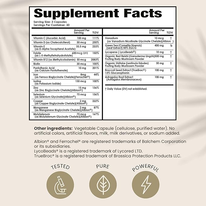 PAPCLEAR Physician Formulated | All Natural Immune Support Supplement | Advanced Powerful Immunity Booster | 21 Vitamins & Nutrients with Organic Shiitake Mushroom & Lycopene | 90 Capsules | Pack of 1