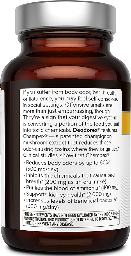 Quality of Life - Detoxification Support - Fight Bad Breath and Body Odor - Deodorex - 60 Vegicaps