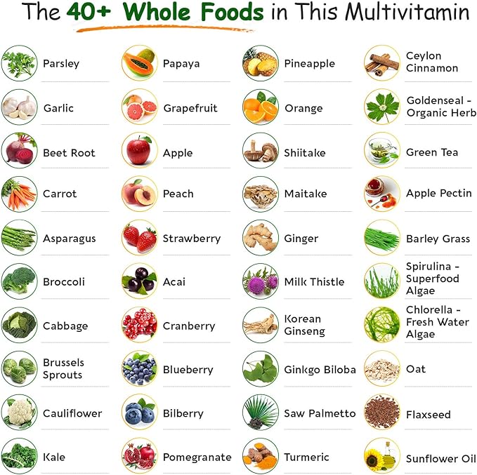 Whole Food Multivitamin for Men - Natural Multi Vitamins, Minerals, Organic Extracts - Vegan Vegetarian - 120 Tablets