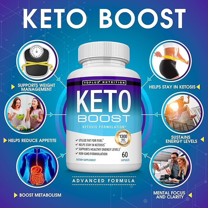 Keto Boost Diet Pills Ketosis Supplement - Natural Exogenous Keto Formula Support Energy & Focus, Advanced Ketones for Ketogenic Diet, Keto Diet Pills, for Men Women