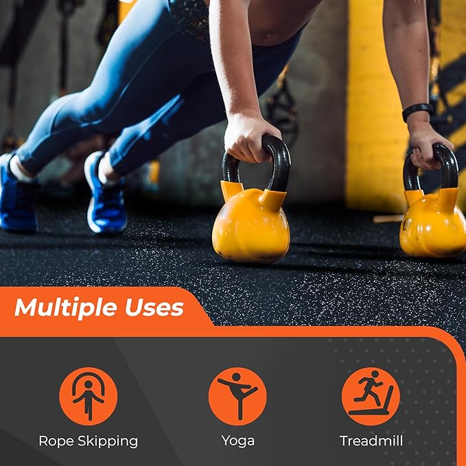 SUPERJARE 0.4 Inch Gym Flooring for Home Gym 12 Tiles 24" x 24" Workout (48 sqft)