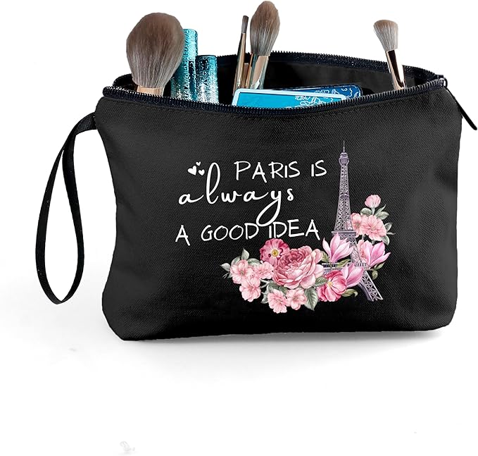 Paris Travel Gifts - Unique Cosmetic Bags for Women, Make Up Bag for Traveling for Her