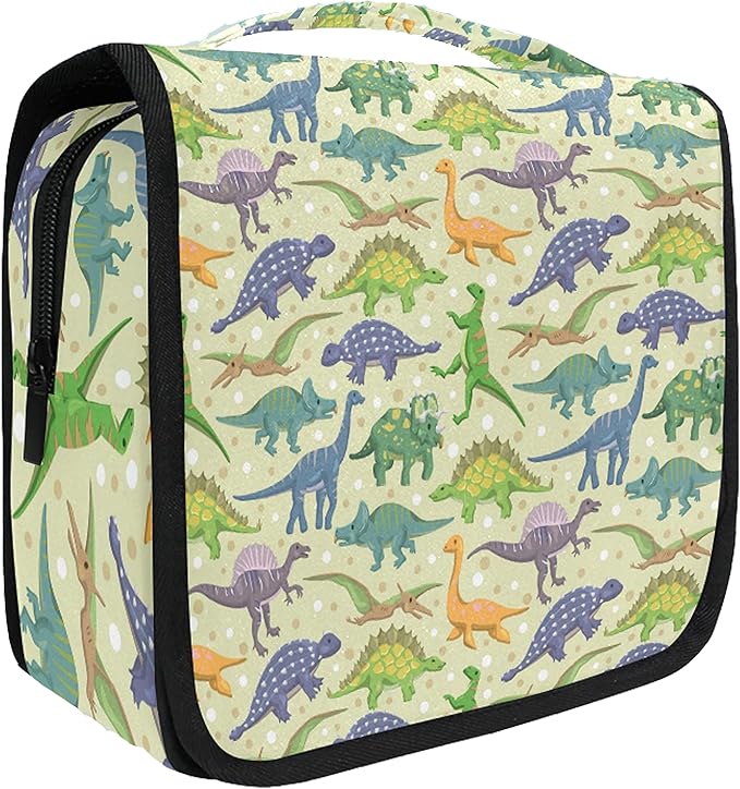 senya Hanging Travel Toiletry Bag Kit Boys Makeup Case Cosmetics Organizer for Men Women (Cute Dinosaur)