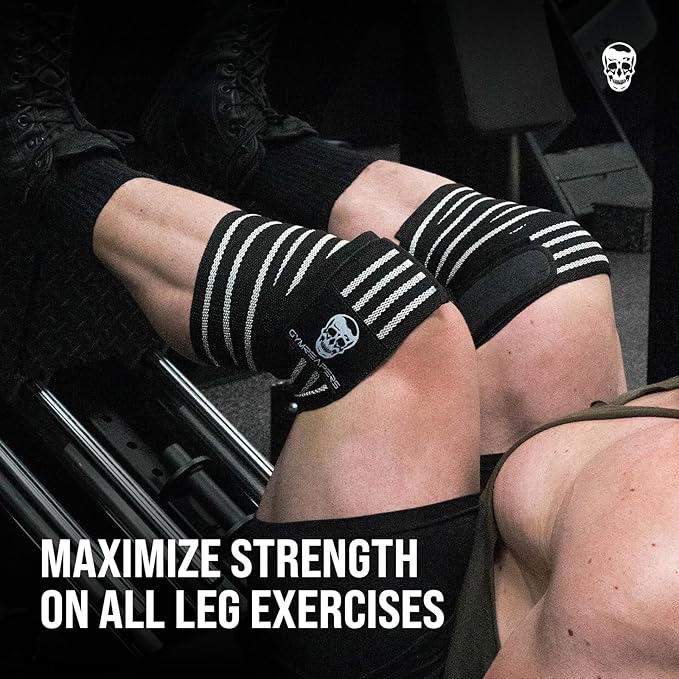 Gymreapers Knee Wraps for Squats and Powerlifting 72 Inch Compression Wraps with Strap for Men & Women Weightlifting Support