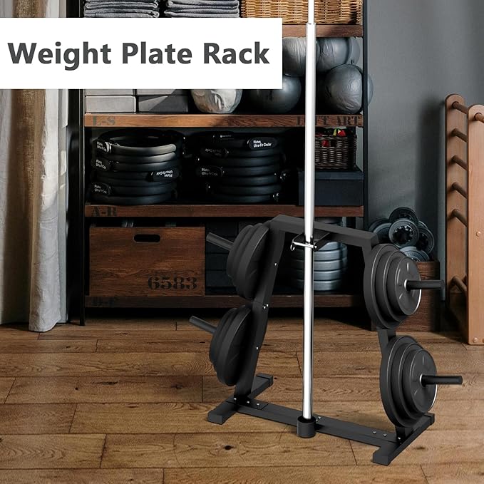 Weight Plate Rack Olympic Plate Rack Weight Storage Rack for 1-Inch Weight Plates, Olympic Weight Plate Tree - Heavy Duty Bumper Plate Rack for Home Gym, Holds 300 lbs