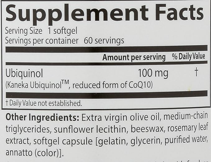 Doctor's Best Ubiquinol with Kaneka QH, Healthy Heart, Enhances Cellular Energy, Antioxidant, Non-GMO, Gluten Free, Soy Free, 100 Mg