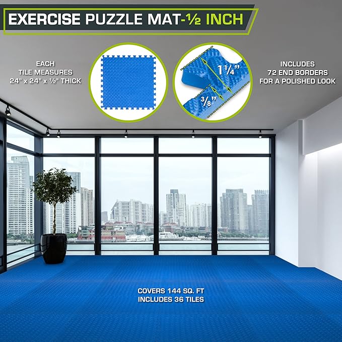 ProsourceFit Puzzle Exercise Mat ½ in