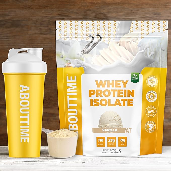 About Time Whey Isolate Protein, Non-GMO, All Natural, Lactose/Gluten Free, 24g of Protein Per Serving (Vanilla - 2 Pounds)