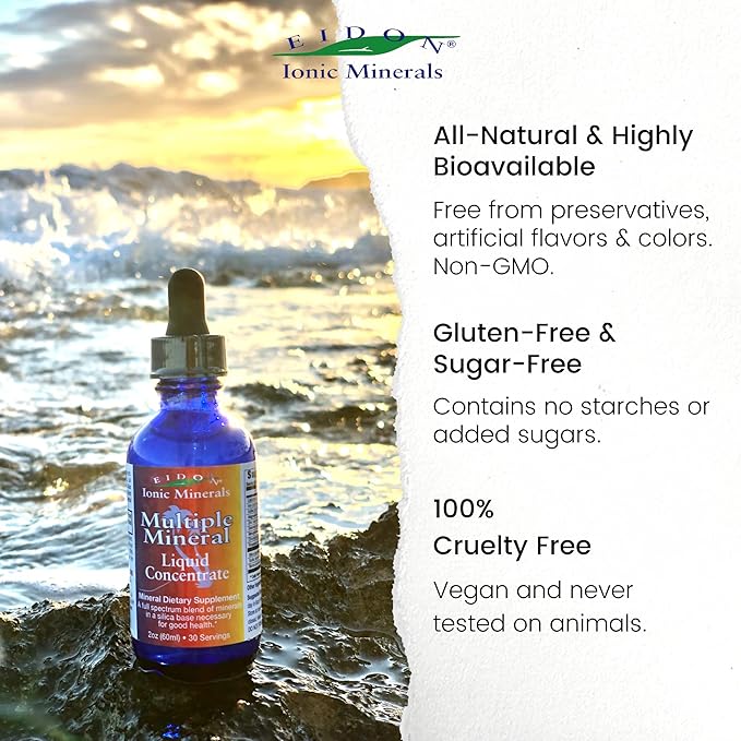 Eidon Multiple Minerals Supplement - Ionic Trace Mineral Drops for Water, Natural Liquid Vitamins to Support Heart Health and Hydration, Bioavailable, No Additives or Preservatives - 2 oz