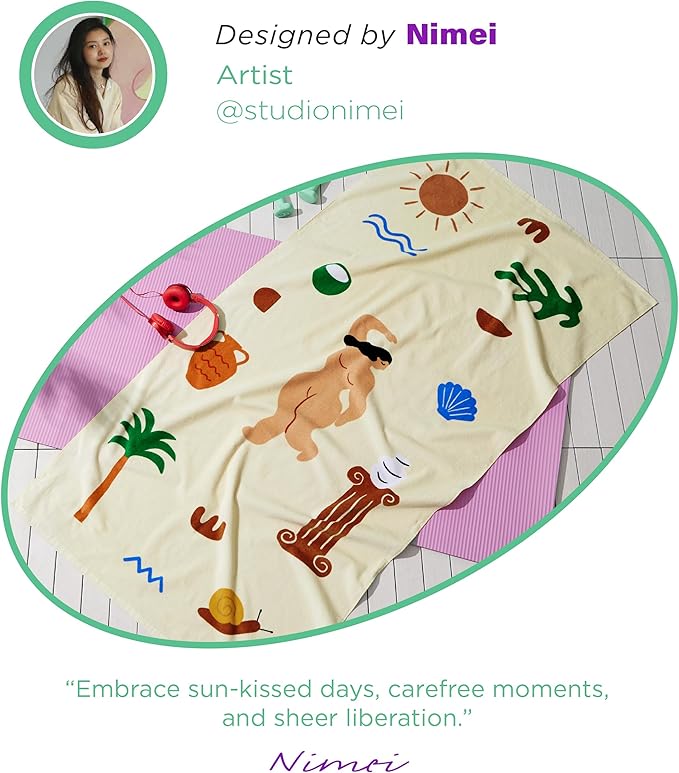 Bedsure U Series 100% Cotton Beach Towel 35"x70"