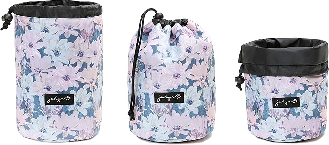 Jadyn Durable Cinch Top Makeup Organizer - Compact Travel Makeup Bag - 7 Interior Pockets for Cosmetics - Drawstring Toiletry Travel Bag for Women - 6L Storage Capacity - (Blooming Daisy)