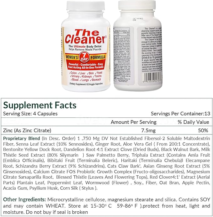Century Systems The Cleaner Detox, Powerful 7-Day Complete Internal Cleansing Formula for Women, Support Digestive Health, 52 Vegetarian Capsules