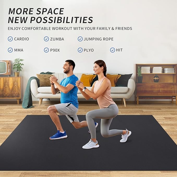 MRO Extra Large Exercise Mat For Home Gym 15'x6'/12'x6'/9'x6'(7mm) Workout