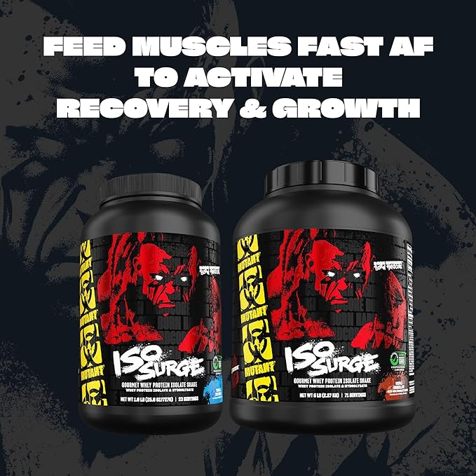 Mutant ISO Surge Whey Protein Isolate Powder Acts Fast to Help Recover, Build Muscle, Bulk and Strength, 5 lb - Strawberry Milkshake