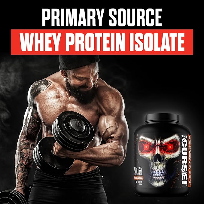 JNX SPORTS The Curse! Ultra Premium Whey Protein Powder Double Chocolate 5lb | 25g Protein Per Serve, Primary Source Whey Isolate