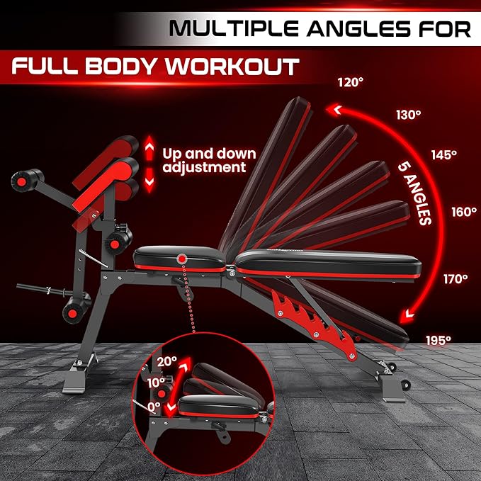BODYRHYTHM Multifunctional Weight Bench with Leg Extension and