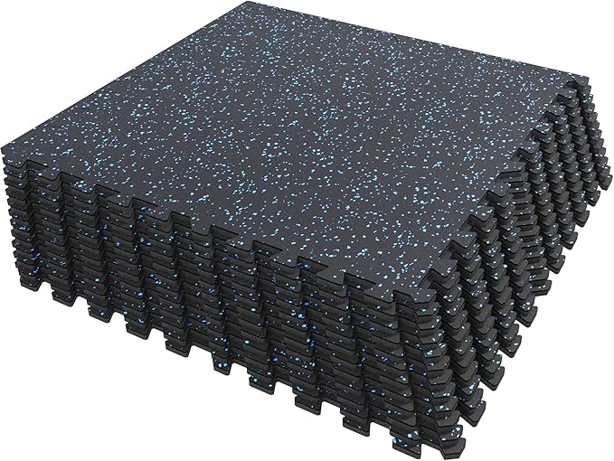 SUPERJARE 0.4 Inch Gym Flooring for Home Gym 12 Tiles 24" x 24" Workout (48 sqft)