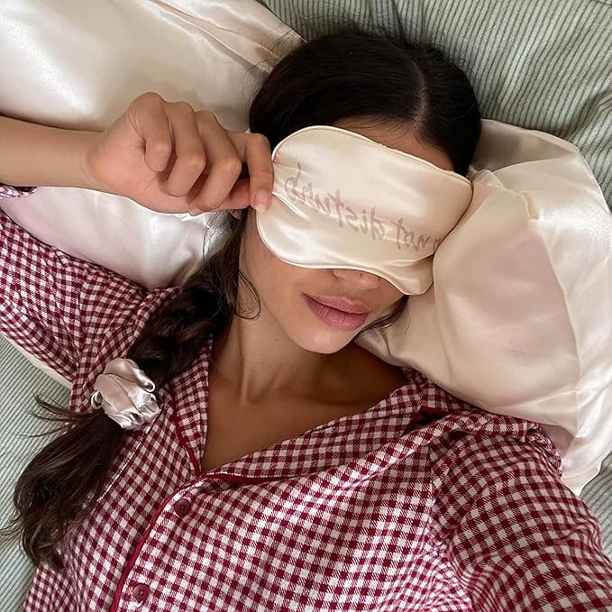 Holler & Glow Bedtime Basics Accessories Set, Limited Edition, Sleep Eye Mask, Silk Scrunchie, Hair Growth Scalp Massager, Satin Pillowcase, Beauty Sleep For Women & Mother’s, 4 Piece Gift Set