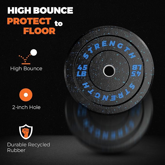 GIKPAL Bumper Plates 2-inch Rubber 10lbs-55lbs
