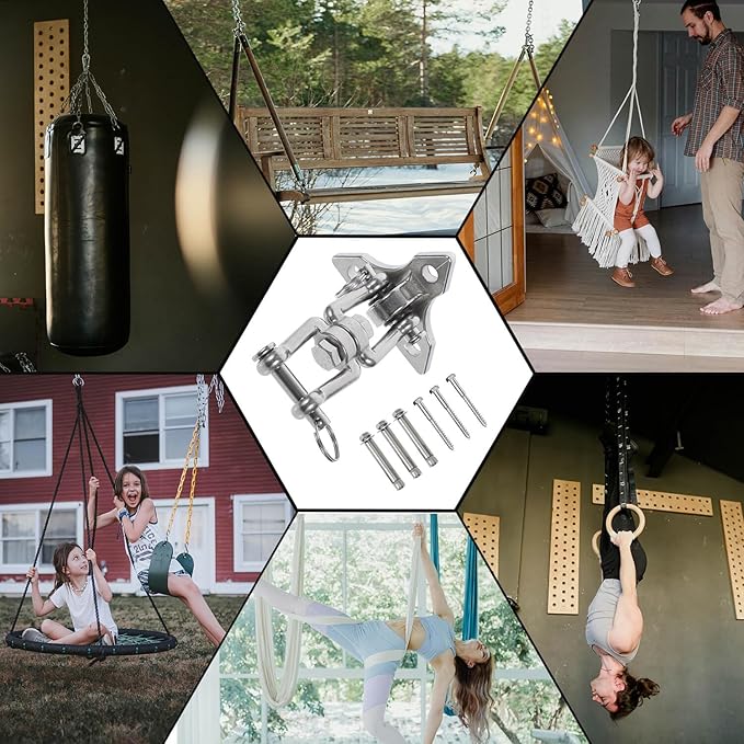 Stainless Steel 304 Heavy Bag Swing Hanger with 360° Rotation - 1200lb Capacity - Ideal for Punching Bag Ceiling Mount, Hammocks, Yoga, and Porch Swings