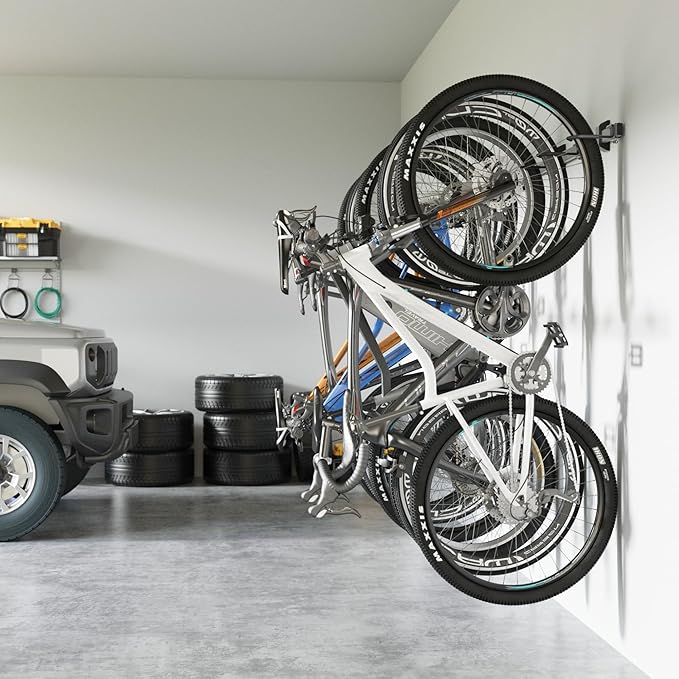 monTEK Enhanced Garage Bike Rack, Adjustable 6 Bike Hangers for Garage, Equipped with 78.5in Extended Rail to Accommodate Various Bicycle Sizes, Heavy-Duty Steel Bike Wall Mount, Max Capacity 330 lbs