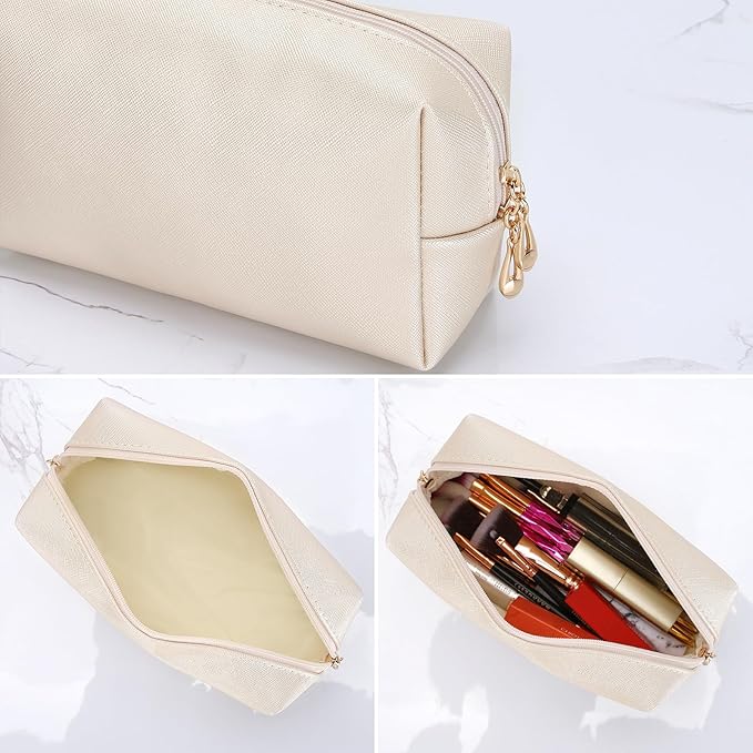 HAOGUAGUA Makeup Bag Pouch Purse Organizer Waterproof Travel Cosmetic Organizer for Women Girl Medium Size (Shell gold-1pcs)