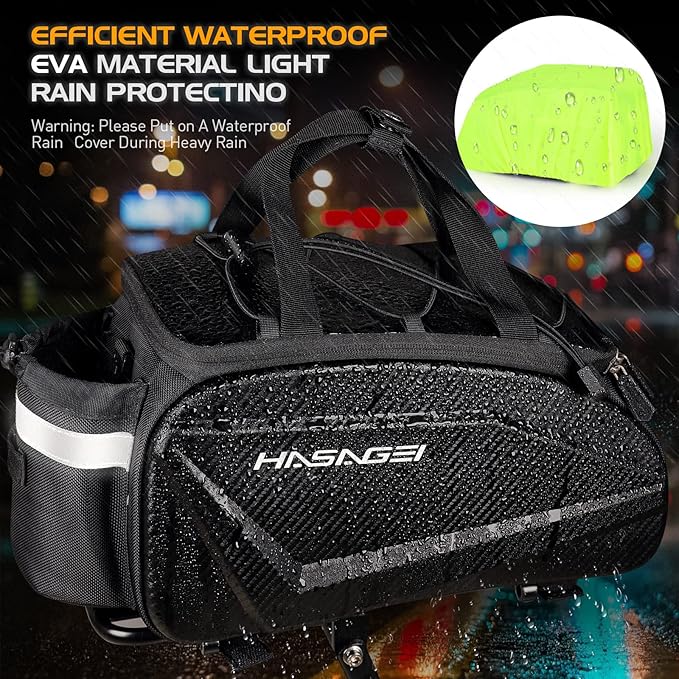 Bike Bag,Bicycle Bag,Bike Rack Bag,About 9L Big Capacity,Waterproof,Toolless Installation,Durable,With Portable Strap & Rain Cover Bike Trunk Storage Travel Bag Panniers