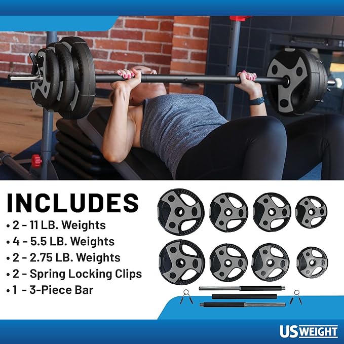 US Weight Barbell Weight Set for Home Gym 55†padded
