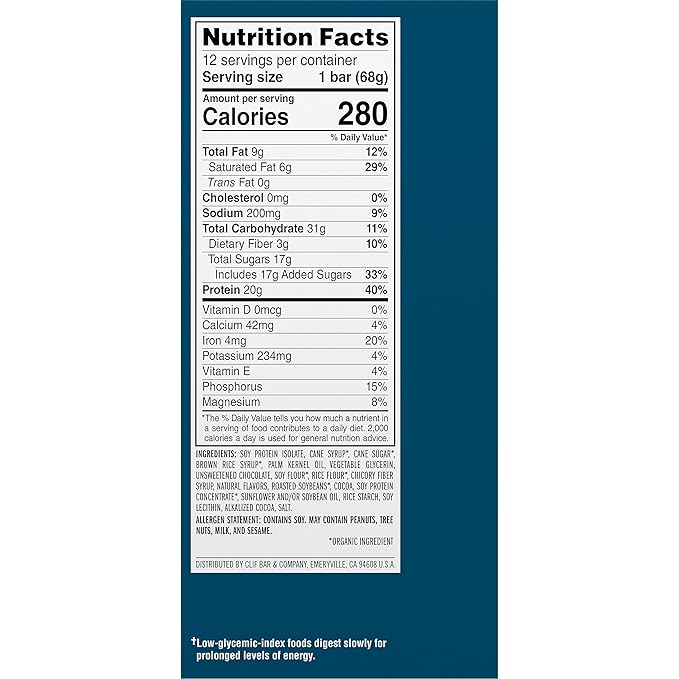 CLIF Builders - Chocolate Mint Flavor - Plant Based Protein Bars - Gluten Free - Non-GMO - Low Glycemic - 20g Protein - 2.4 oz. (12 Pack)