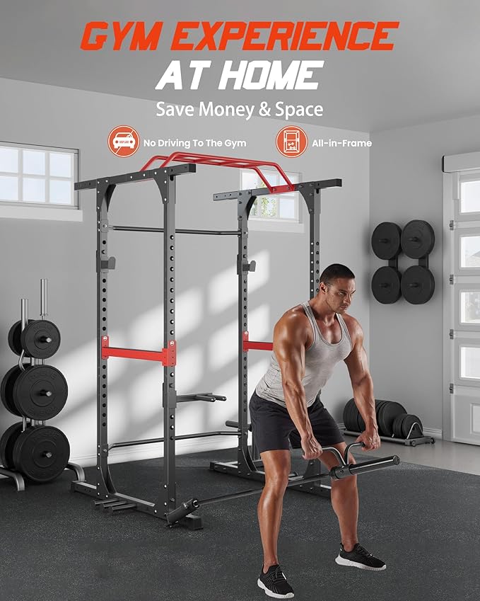 Power Cage, 1200lbs Capacity Power Rack with Adjustable
