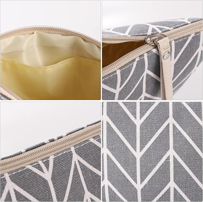 SUMAJU 4 Pcs Canvas Cosmetic Bag, Multi-function Travel Makeup Bag Cosmetic Pouch with Zipper Travel Toiletry Bag Small Makeup Pouch Christmas Gifts Stocking Stuffers for Women