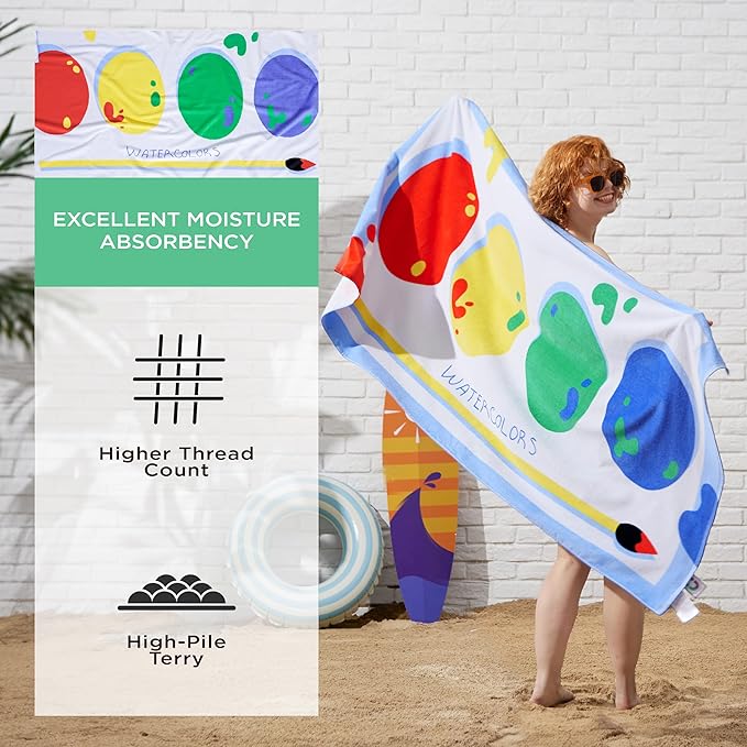 Bedsure U Series 100% Cotton Beach Towel 35"x70"