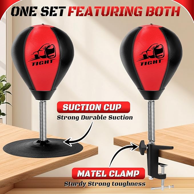 Desktop Punching Bag, Stress Relief Boxing Bag Speed Balls, Desk Punching Bag Stress Buster-Super Suctions to Your Desk, Christmas Thanksgiving White Elephant Gifts for Boss or Coworker