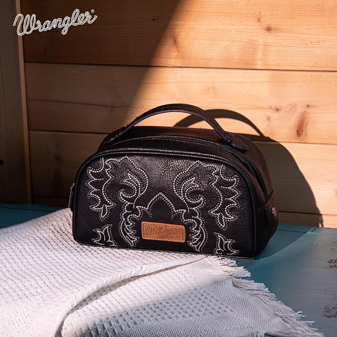 Wrangler Makeup Pouch Bag Mini Western Toiletry Purse Cosmetic Organizer Paisley Travel Pouch for Women